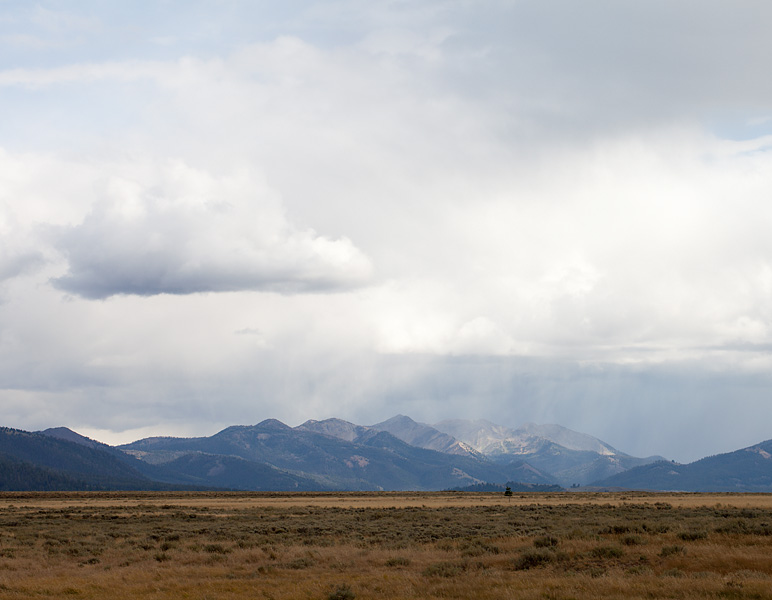 Sawtooth Storm: A view off the Sawtooth Mountains Scenic Byway in Idaho.